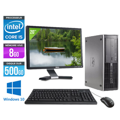 Pack PC bureau reconditionné - HP Elite 8200 SFF + Ecran 20" - Core i5 - 8Go - 500Go HDD - Windows 10