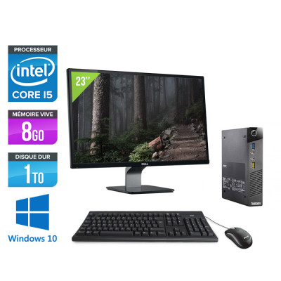 Pack PC bureau reconditionné - Lenovo ThinkCentre M73 Tiny - i5 - 8Go - 1 To HDD D - Windows 10 - Ecran 23