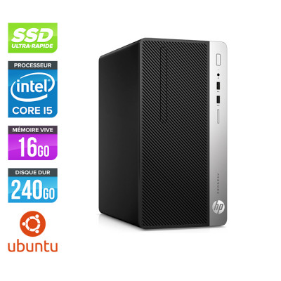 Pc de bureau reconditionné - HP ProDesk 400 G4 Tour - i5 - 16Go - 240Go SSD - Ubuntu / Linux