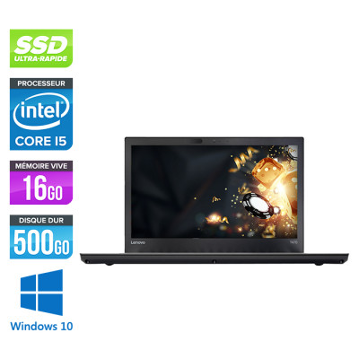 Pc portable reconditionné - Lenovo ThinkPad T470 - i5 6200U - 16Go - 500 Go SSD - Windows 10 - État correct