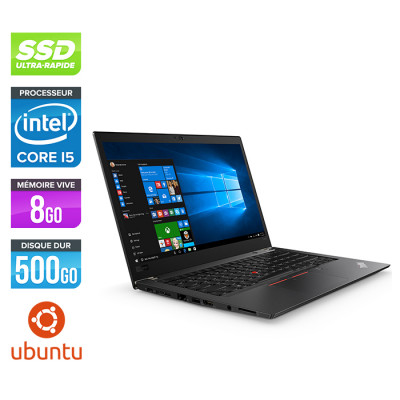 Pc portable reconditionné - Lenovo ThinkPad T480S - i5 8350U - 8Go - SSD 500Go - Ubuntu / Linux