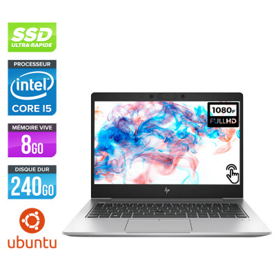 PC portable reconditionné - HP EliteBook 830 G6 - i5-8350U - 8Go - 240Go SSD - FHD Tactile - Ubuntu / Linux