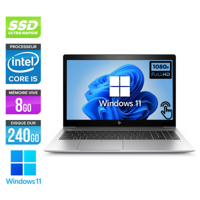 Ultrabook reconditionné HP EliteBook 850 G5 - i5 - 8Go - 240Go SSD - 15.6" FHD Tactile - Windows 11