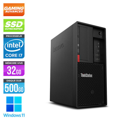Workstation bureau reconditionnée - Lenovo P330 Tour - Core i7 - 32Go - 500 Go SSD - P2000 - Windows 11