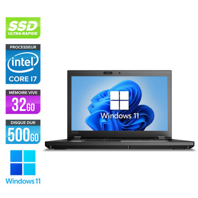 Station travail reconditionnée - Lenovo ThinkPad P52 -  i7 - 32 Go - 500Go SSD - Nvidia P1000 - 15" FHD - Windows 11