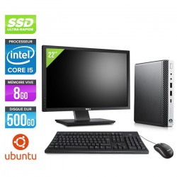 HP EliteDesk 800 G3 DM - Ubuntu / Linux + Écran 22"
